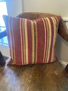 Restoration Hardware Striped Red and Tan Accent Pillow